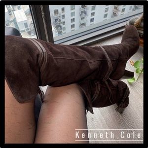Made in Italy Kenneth Cole Brown Suede Boots trimmed in leather and tassels